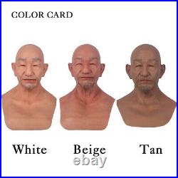 Dokier Realistic Silicone Head Prop Old Man Makeup Cosplay Halloween Disguise
