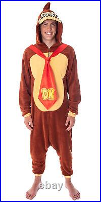 Donkey Kong Adult Microfleece Costume Kigurumi Union Suit Pajama Outfit (LG)