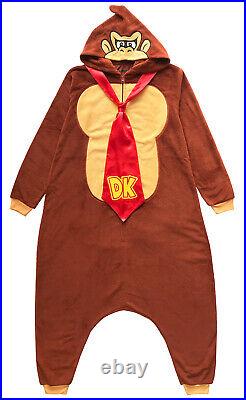 Donkey Kong Adult Microfleece Costume Kigurumi Union Suit Pajama Outfit (LG)
