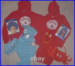 Dr Suess Pottery Barn Red Fish/blue Fish/thing 1/thing 2 Family Of 4 Costume Lot Dr Suess Pottery Barn Red Fish/blue Fish/thing 1/thing 2 Family Of 4 Costume Lot