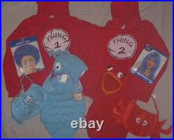 Dr Suess Pottery Barn Red Fish/blue Fish/thing 1/thing 2 Family Of 4 Costume Lot Dr Suess Pottery Barn Red Fish/blue Fish/thing 1/thing 2 Family Of 4 Costume Lot