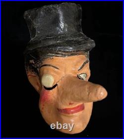 Early 20th Century Papier Mâché Carnival Mask Folk Art Hand Painted Original