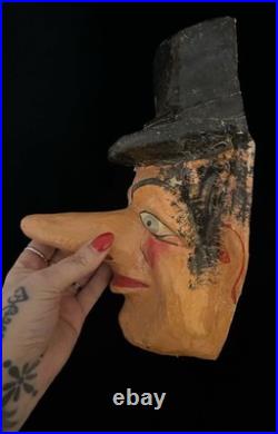 Early 20th Century Papier Mâché Carnival Mask Folk Art Hand Painted Original