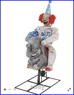 FLASH SALE 3.4 Ft. Rocking Elephant Clown Animatronic Decorations New