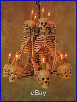 Four Skeleton Chandelier, Halloween Prop, Human Skeletons Skulls, NEW