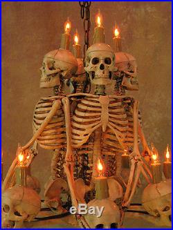 Four Skeleton Chandelier, Halloween Prop, Human Skeletons Skulls, NEW