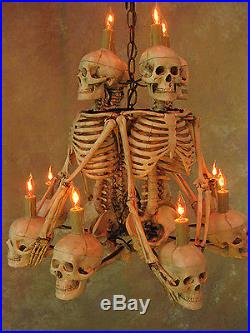 Four Skeleton Chandelier, Halloween Prop, Human Skeletons Skulls, NEW