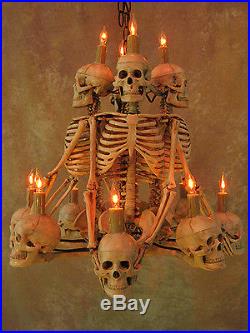 Four Skeleton Chandelier, Halloween Prop, Human Skeletons Skulls, NEW