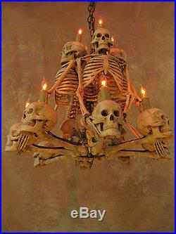 Four Skeleton Chandelier, Halloween Prop, Human Skeletons Skulls, NEW