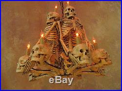 Four Skeleton Chandelier, Halloween Prop, Human Skeletons Skulls, NEW