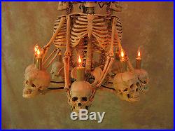 Four Skeleton Chandelier, Halloween Prop, Human Skeletons Skulls, NEW