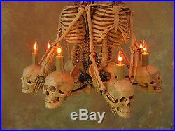 Four Skeleton Chandelier, Halloween Prop, Human Skeletons Skulls, NEW