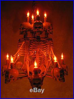 Four Skeleton Chandelier, Halloween Prop, Human Skeletons Skulls, NEW