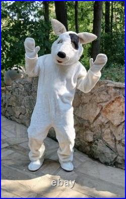 Furry Bull Terrier Dog Adult Mascot Halloween Full Suit Costume Furries Fandom