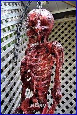 GORY SKELETON ON MEAT HOOK OOAK Halloween props by Madmat