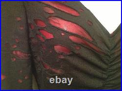 GOTH VAMPIRE RED BLACK SHRINE SHREDDED BUCKLE DRESS COSTUME S/M/4/6 RARE Vintage