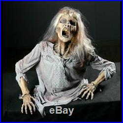 GRAVE BUSTING ZOMBIE GIRL Animated Haunted House Halloween Prop Decoration