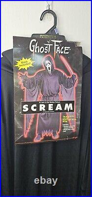 Ghost Face Mask Costume Glows Easter Unlimited Fun World VTG NOS 1997 SCREAM