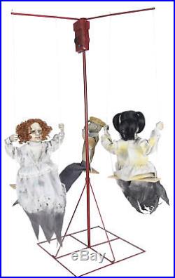 Ghostly Go Rounds 3 Dolls Animated Prop LifeSize 6 ft Haunted House Decoration