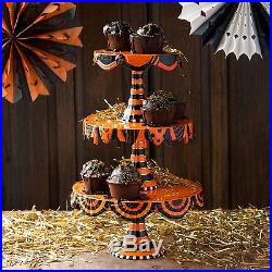 Glitterville Halloween Cake Plate Stand 3 Tier Stacking Cupcake CS0079