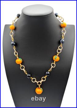 Gorgeous Stauer Murano Glass Pumpkins Necklace & Bracelet Halloween Italy Beads