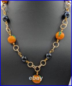 Gorgeous Stauer Murano Glass Pumpkins Necklace & Bracelet Halloween Italy Beads