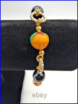 Gorgeous Stauer Murano Glass Pumpkins Necklace & Bracelet Halloween Italy Beads