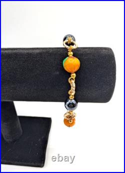 Gorgeous Stauer Murano Glass Pumpkins Necklace & Bracelet Halloween Italy Beads