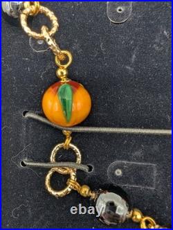 Gorgeous Stauer Murano Glass Pumpkins Necklace & Bracelet Halloween Italy Beads
