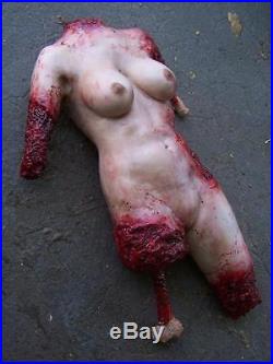 Gory Female Torso The Walking Dead Haunted Halloween Prop Life Size Corpse