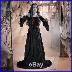 Goth Vampire Lady Halloween Prop 5 Ft Tall Flashing Eyes Creepy Decor