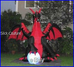 HALLOWEEN 9' ANIMATED DRAGON Airblown Inflate 12' WINGS FLAP Fire Ice LIGHTSHOW