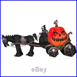 Halloween 15 Ft Fire & Ice Grim Reaper Carriage Sound Lights Inflatable Airblown