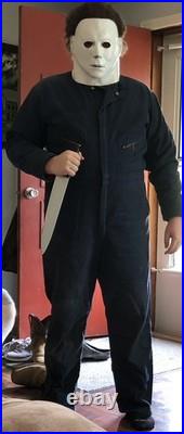 Halloween 2018 Michael Myers Mask +Lrg Real Work Quilted Coverall's +knife