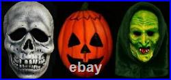Halloween 3 Pumpkin, Witch And Skull Mask Set