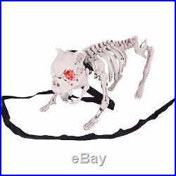 Halloween Animated Dog Skeleton with LED Eyes Light and Barking Sound Creepy Pet