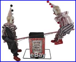 Halloween Animated EERIE SEE SAW TWO VINTAGE CLOWN DOLLS Prop Haunted House NEW