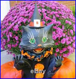 Halloween Bethany Lowe Large Scaredy Cat Ghoul 28 inches Black Cat with JOL