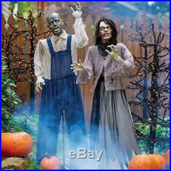 Halloween Graveyard Props Set of 2 Lifesize Animated Zombies Scary Dead Couple