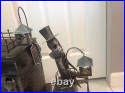 Halloween Huge Gothic Victorian Metal Hearse Skeleton Driver LED Lanterns Decor
