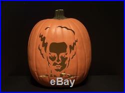 Halloween Jack-O-Lantern Frankenstein & Bride (Hand Carved Foam Pumpkin)
