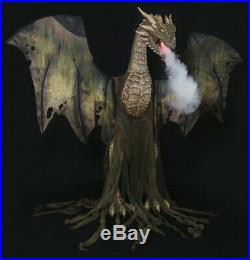Halloween Life Size Animated 7 Ft Green Winter Forest Dragon Prop