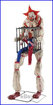 Halloween Life Size Animated Cagey The Clown With Clown Cage Prop
