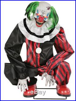 Halloween Life Size Animated Crouching Red Clown Prop Decoration