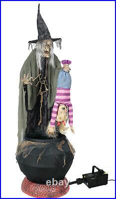 Halloween Life Size Animated Witch Cauldron With Kid Prop Decor Fog Machine