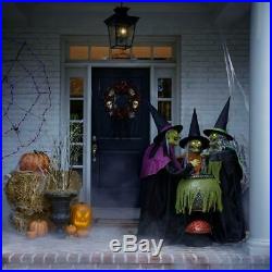 Halloween Props Life Size Decor Cauldron Witches Animated Lighted Sounds Lights