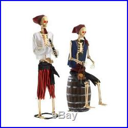 Halloween Props Life Size Set of 2 Skeleton Pirates Skull n Bones Animated Sound