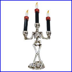 Halloween Skull Skeleton Holder Triple LED Candles Light Decoration Party Lamp