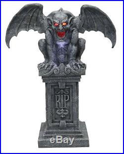 Haunted RIP Gothic Gargoyle Statue with Lights and Sounds Halloween Prop