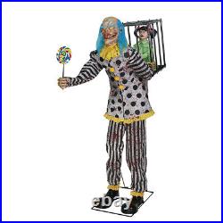 In Stock Halloween Animated Life Size Mr Happy Clown Caged Kid Prop Decoration